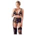 Cottelli Plus Size - Čipkasto perilo trio (črno)