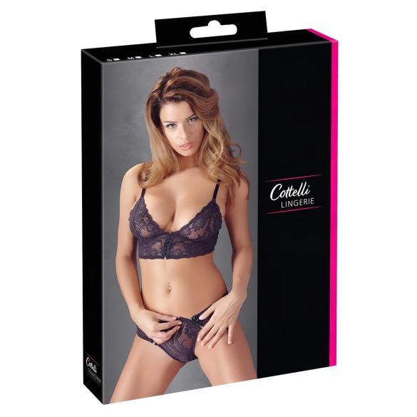 Cottelli - Čipkasti vijolični komplet s cvetličnim vzorcem - M