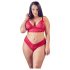 Cottelli Plus Size - mehki čipkasti komplet (rdeč) - 3XL