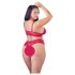 Cottelli Plus Size - mehki čipkasti komplet (rdeč) - 3XL