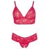 Cottelli Plus Size - mehki čipkasti komplet (rdeč) - 4XL