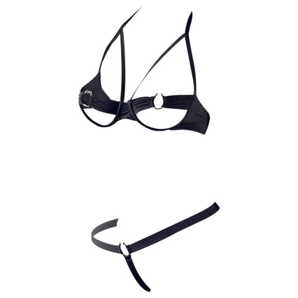 Cottelli - Komplet z nedrčkom s kovinskimi obročki - črna - 85B/L