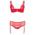 Cottelli Plus Size - prilagodljiv dvojček spodnjega perila (rdeča)