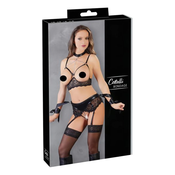 Cottelli Bondage - 5-delni čipkast set spodnjega perila - XL