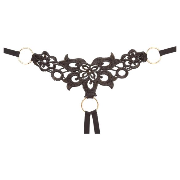 Cottelli - vezen komplet modrček in hlačke - črn, s svetlečim vzorcem - L