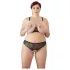 Cottelli Plus Size - komplet perilo z biseri - črna - 3XL