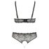 Cottelli Plus Size - bleščeči nedrček set (črna) - 3XL