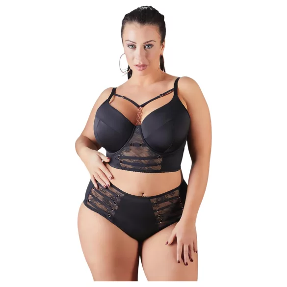 Cottelli Plus Size - čipkast nedrček z naramnicami (črna)