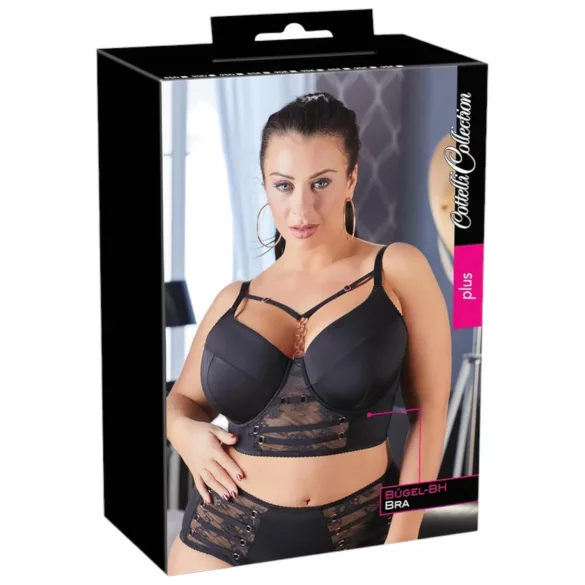 Cottelli Plus Size - čipkast nedrček z naramnicami (črna) - 85E