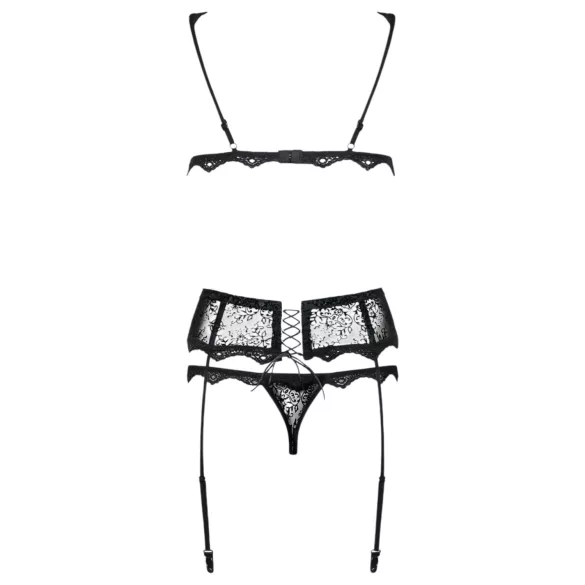 Obsessive - seksi perilo komplet z vezenino - črna