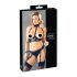 Cottelli Bondage - bleščeč vidni modrček s lisicami (črna) - XL