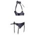 Cottelli Bondage - bleščeč vidni modrček s lisicami (črna) - XL
