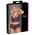 Cottelli Plus Size - cvetlični modrček set (črno-vijoličen)