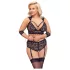Cottelli Bondage Plus Size - čipkasti nedrček komplet (črn)