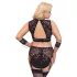 Cottelli Bondage Plus Size - čipkasti nedrček komplet (črn) - 3XL
