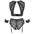 Cottelli Bondage Plus Size - čipkasti nedrček komplet (črn) - 3XL