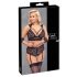 Cottelli Bondage Plus Size - čipkasti nedrček komplet (črn) - 4XL