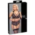 Cottelli Bondage Plus Size - čipkasti nedrček komplet (črn) - 4XL
