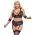 Cottelli Bondage Plus Size - čipkasti nedrček komplet (črn) - 4XL