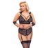 Cottelli Bondage Plus Size - čipkasti nedrček komplet (črn) - 4XL