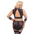 Cottelli Bondage Plus Size - čipkasti nedrček komplet (črn) - 4XL
