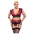 Cottelli Bondage Plus Size - čipkasti nedrček komplet (rdeč) - 4XL