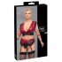 Cottelli Bondage Plus Size - čipkasti nedrček komplet (rdeč) - 4XL
