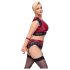 Cottelli Bondage Plus Size - čipkasti nedrček komplet (rdeč) - 4XL