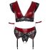 Cottelli Bondage Plus Size - čipkasti nedrček komplet (rdeč) - 4XL
