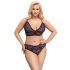 Cottelli Plus Size - Prosojni vzorčasti nedrček komplet (vijoličen) - 2XL