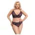 Cottelli Plus Size - prosojen vzorčast modrček set (vijolična) - 2XL