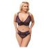 Cottelli Plus Size - Prosojni vzorčasti nedrček komplet (vijoličen) - 2XL