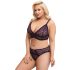 Cottelli Plus Size - Prosojni vzorčasti nedrček komplet (vijoličen) - 2XL