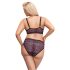 Cottelli Plus Size - Prosojni vzorčasti nedrček komplet (vijoličen) - 2XL