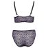 Cottelli Plus Size - Prosojni vzorčasti nedrček komplet (vijoličen) - 4XL