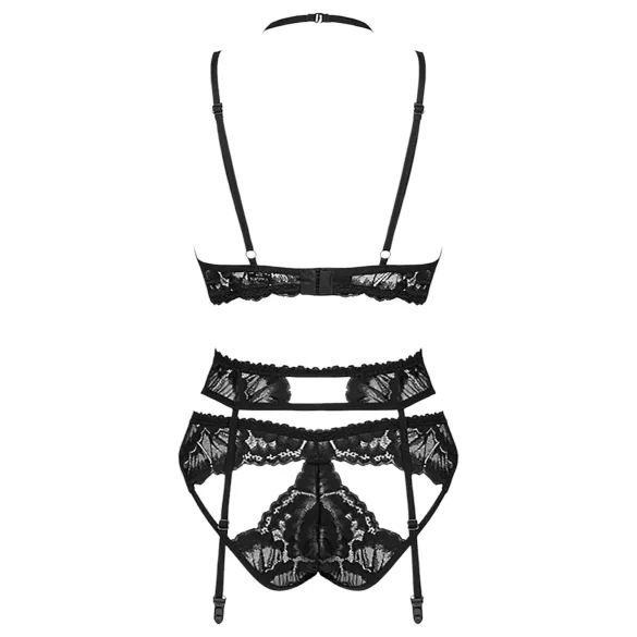Obsessive Alessya - čipkasti komplet perila (črn) - M/L