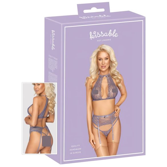 Kissable - komplet čipkasto perilo - vijolična - L/XL