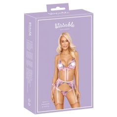 Kissable - erotično perilo set z rožastim vezenjem - roza