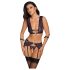 Cottelli Bondage - Set spodnjega perila in lisic (črno-vijolična) - XL