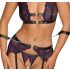Cottelli Bondage - Set spodnjega perila in lisic (črno-vijolična) - XL