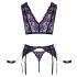 Cottelli Bondage - Set spodnjega perila in lisic (črno-vijolična) - XL