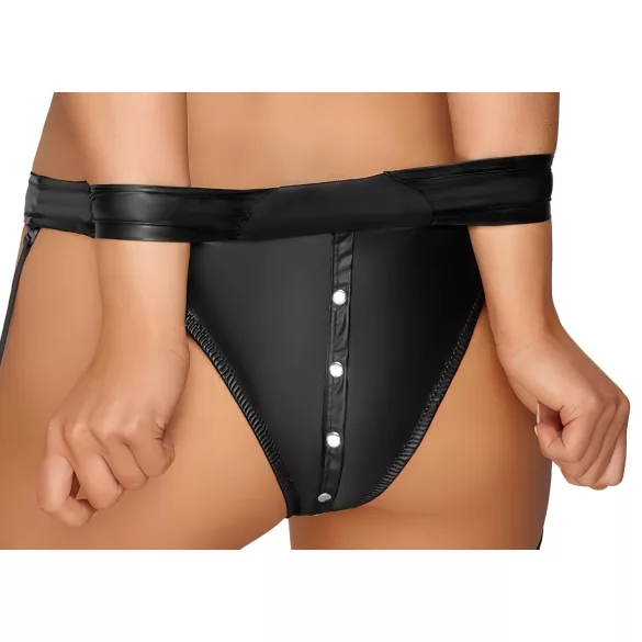 Cottelli Bondage - svetleč komplet z lisicami (črna) - M
