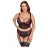 Cottelli Plus Size - nastavljiv nedrček komplet (rdeč) - 90C/XL