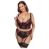 Cottelli Plus Size - nastavljiv nedrček komplet (rdeč) - 90C/XL