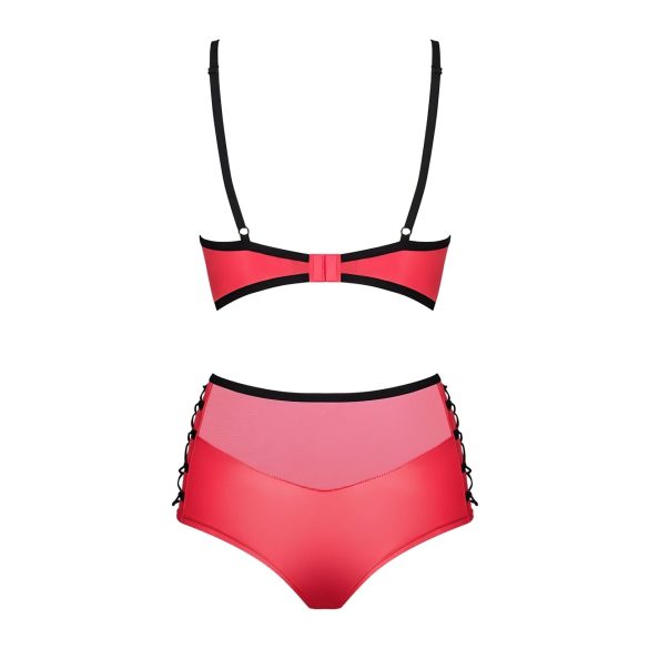 Obsessive Leatheria - usnjeni videz nedrc komplet (rdeča) - S/M