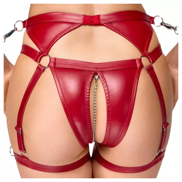 Cottelli Bondage - svetleči modrček in lisice (rdeče) - L