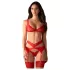 Obsessive - čipkasti seksi komplet perila - rdeča - L/XL
