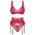 Obsessive - čipkasti seksi komplet perila - rdeča - L/XL