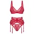 Obsessive - čipkasti seksi komplet perila - rdeča - L/XL