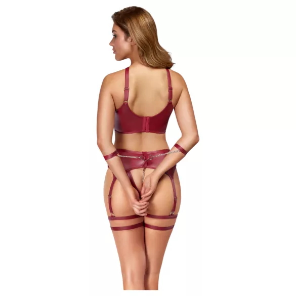 Cottelli Bondage - erotični nedrček s trakovi - rdeč komplet - M